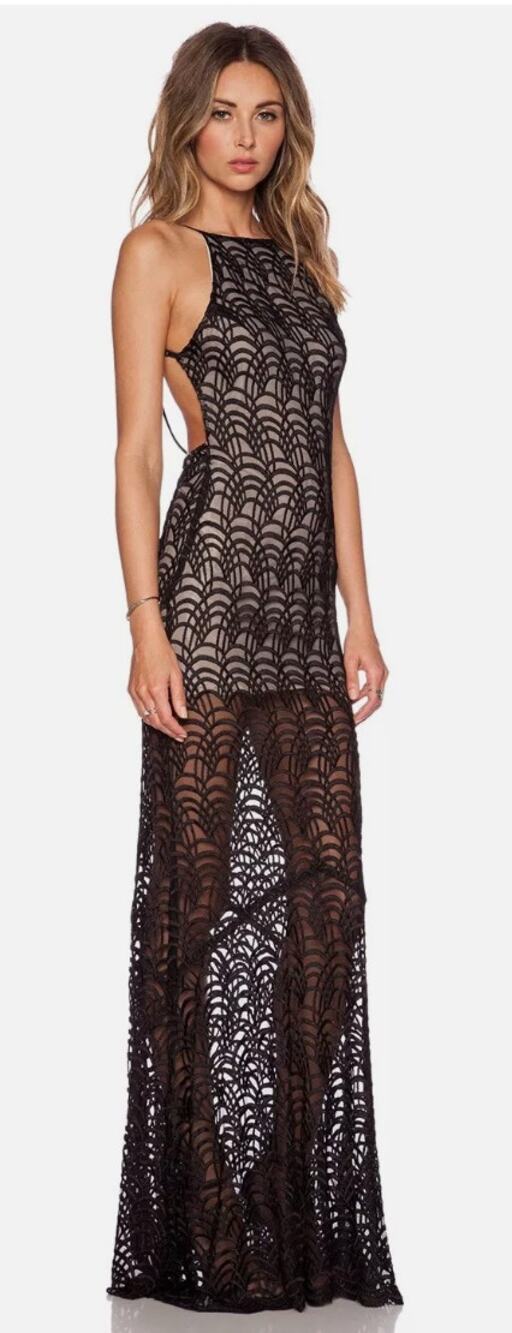 Stone Cold Fox Logan Maxi Dress Gown Black Size 2 XS